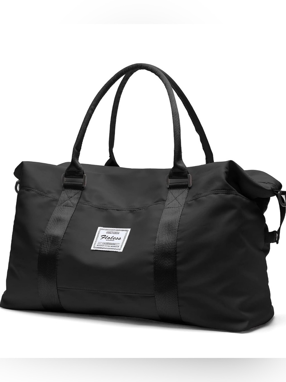 black Floless Workshop limited edition duffel bag with toiletry bag